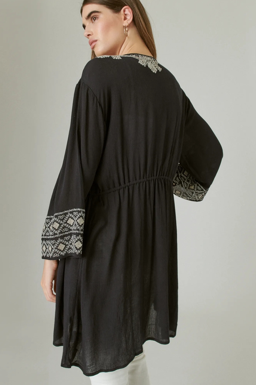 BOHO EMBROIDERED WAIST-TIE KIMONO, image 4