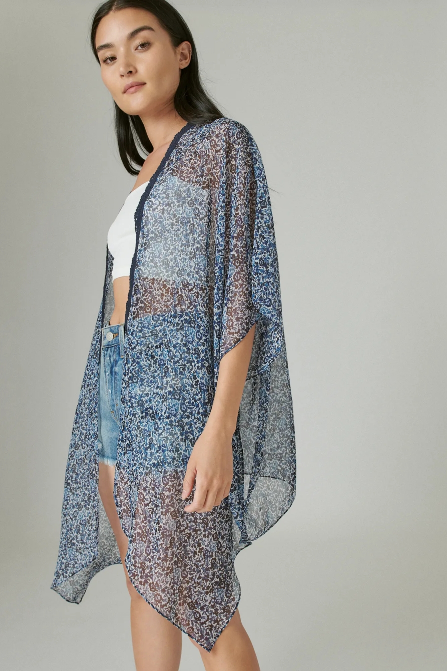 FLORAL WAIST TIE SHORT KIMONO, image 3