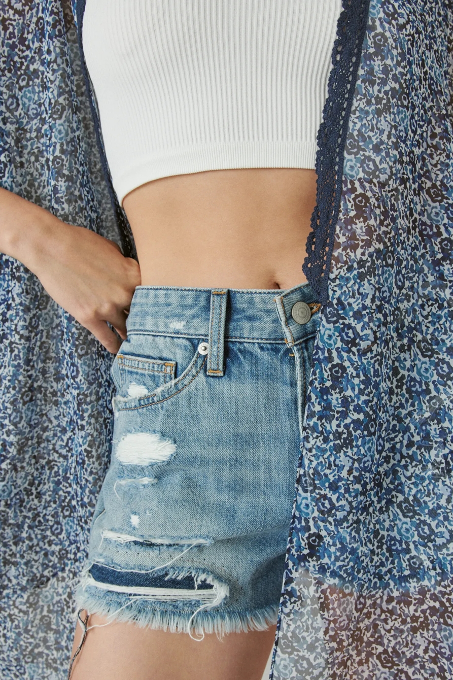 FLORAL WAIST TIE SHORT KIMONO, image 4