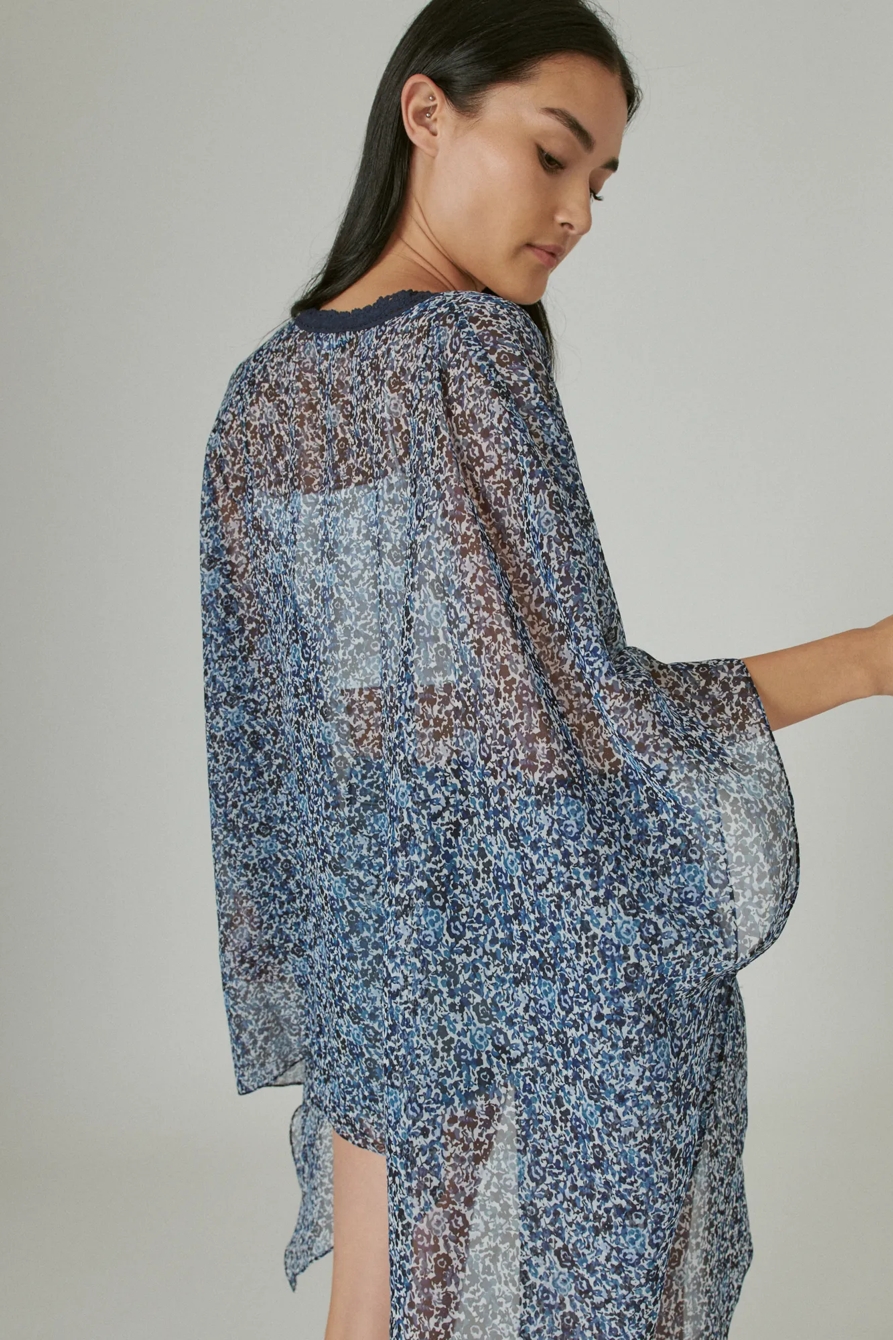 FLORAL WAIST TIE SHORT KIMONO, image 5