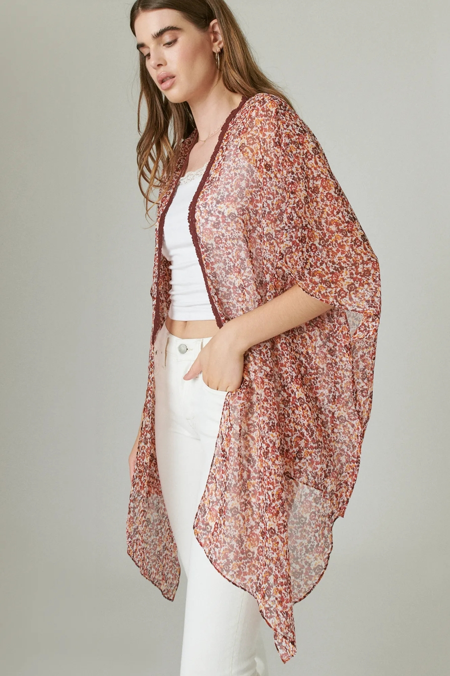 FLORAL WAIST TIE SHORT KIMONO, image 3