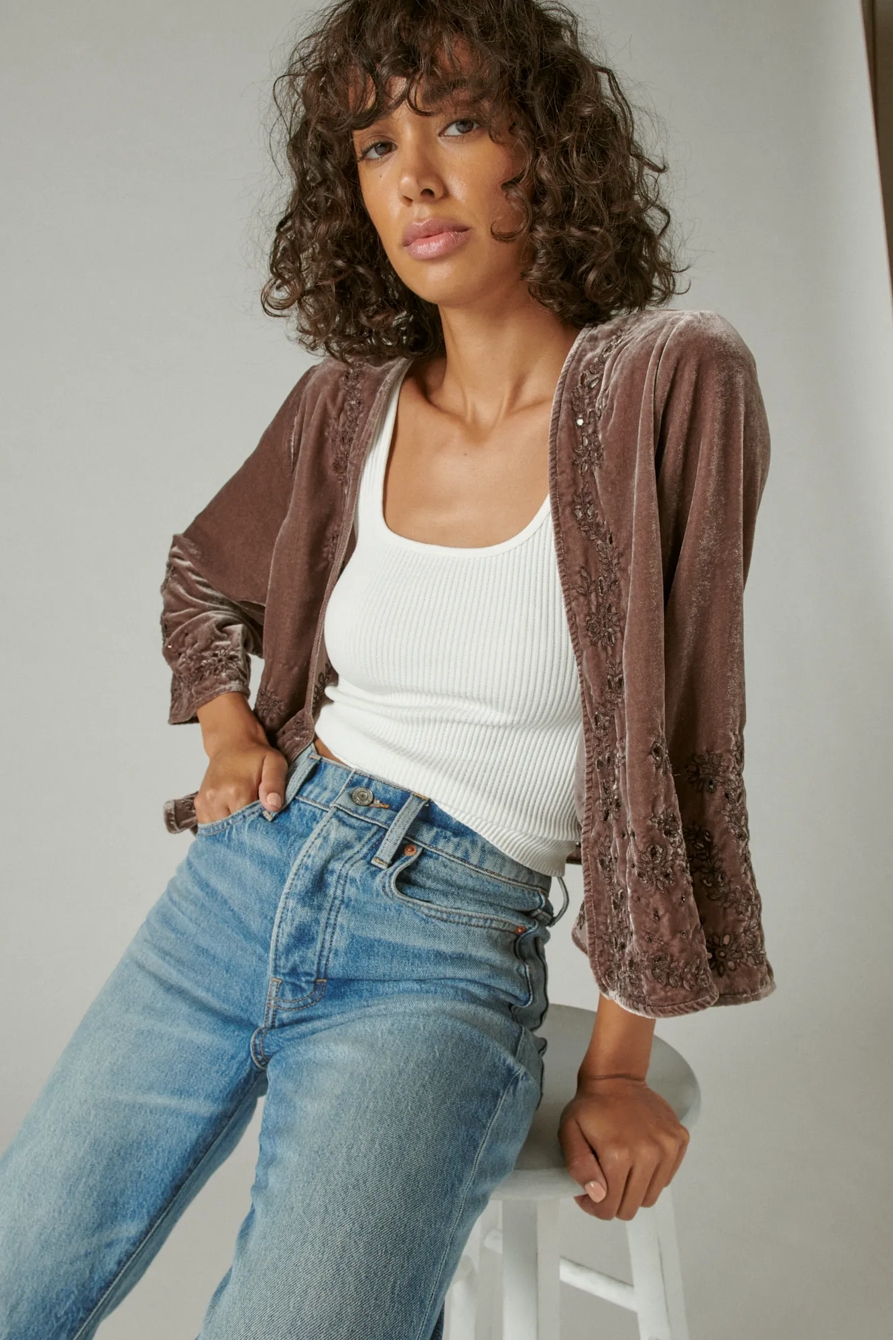 SHORT VELVET KIMONO, image 6