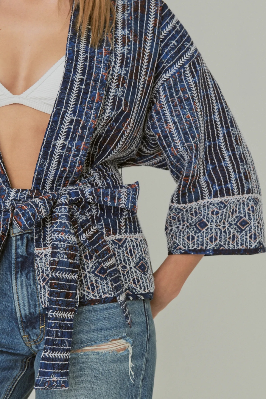 QUILTED INDIGO KIMONO, image 3