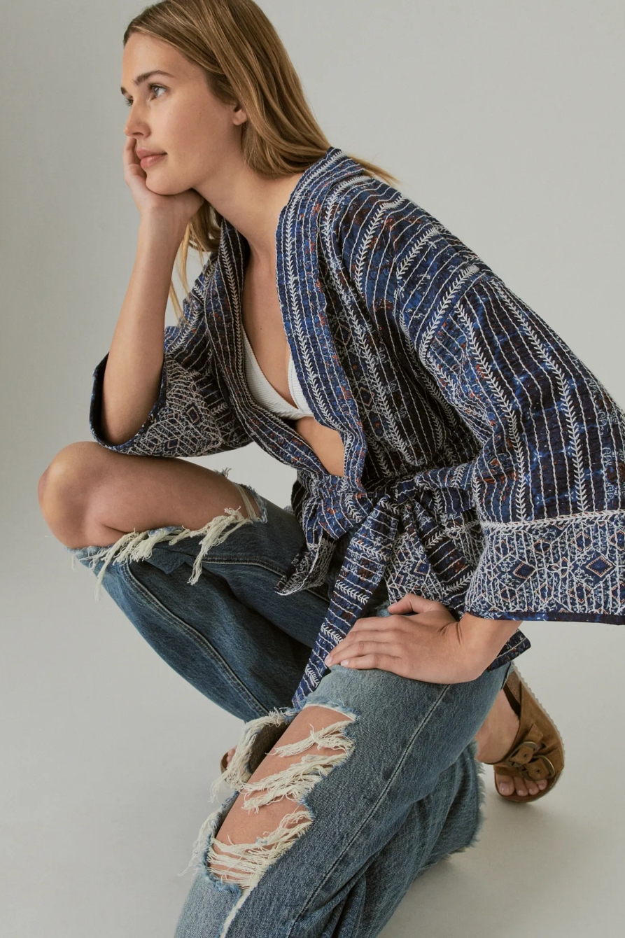 QUILTED INDIGO KIMONO, image 4