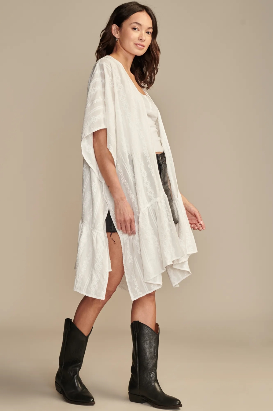 EMBROIDERED RUFFLE HEM KIMONO, image 2