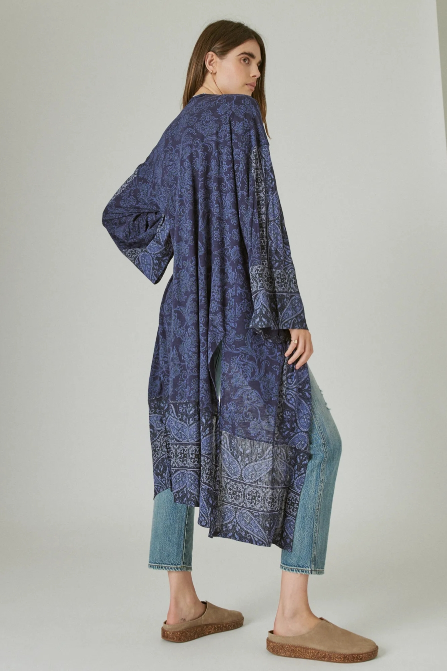 MIXED PRINT KNIT DUSTER KIMONO, image 3