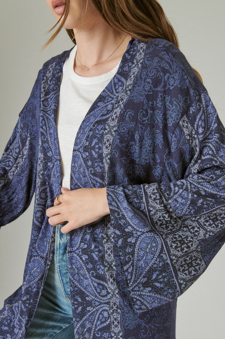 MIXED PRINT KNIT DUSTER KIMONO, image 4