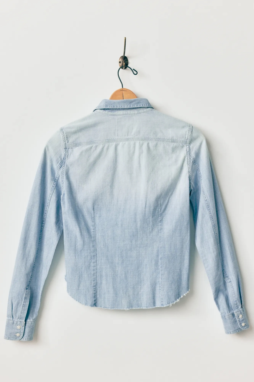 LUCKY UPCYCLED CHAMBRAY HANDKERCHIEF DENIM TOP, image 4