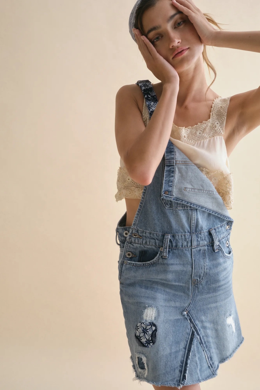 LUCKY UPCYCLED DENIM OVERALLS, image 1