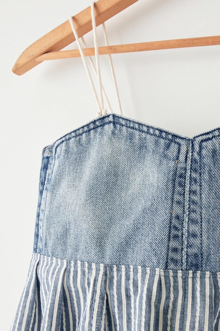 LUCKY UPCYCLED DENIM PEPLUM TOP, image 4