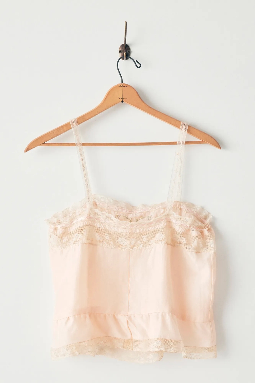 Lucky Upcycled Blush Satin Lace Trim Cami, image 4
