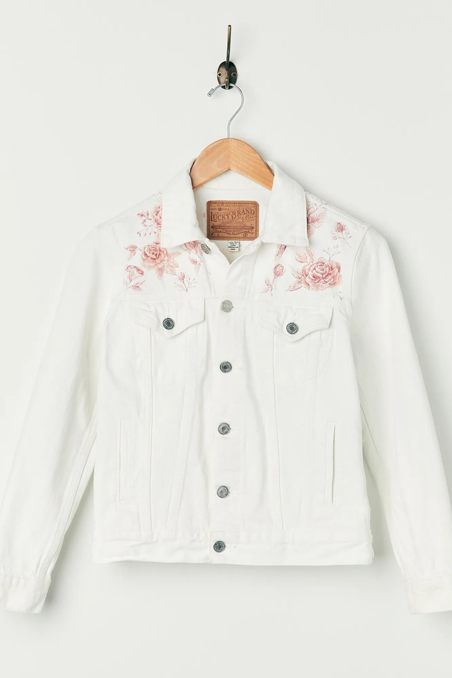 Lucky Upcycled Floral Painted Denim Jacket, image 1