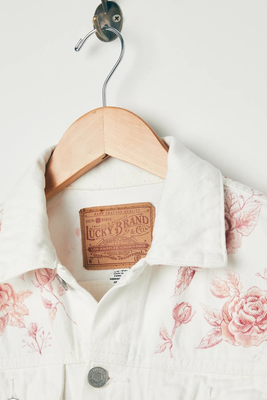Lucky Upcycled Floral Painted Denim Jacket, image 2