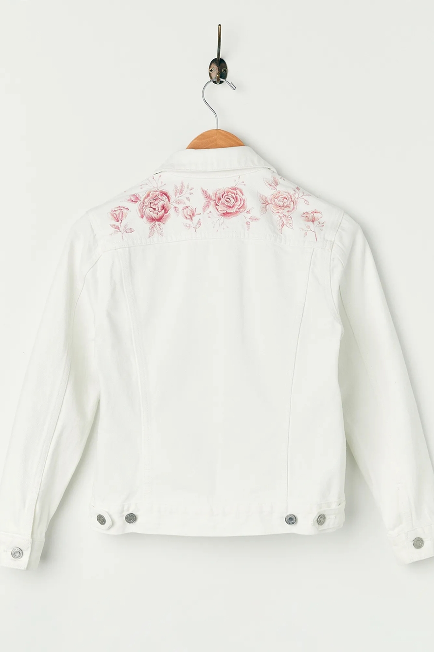Lucky Upcycled Floral Painted Denim Jacket, image 3