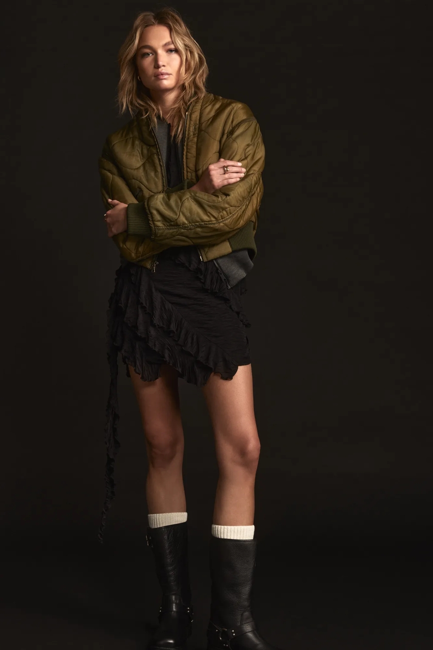Olive Upcycled Quilted M-65 Field Bomber Jacket, image 3