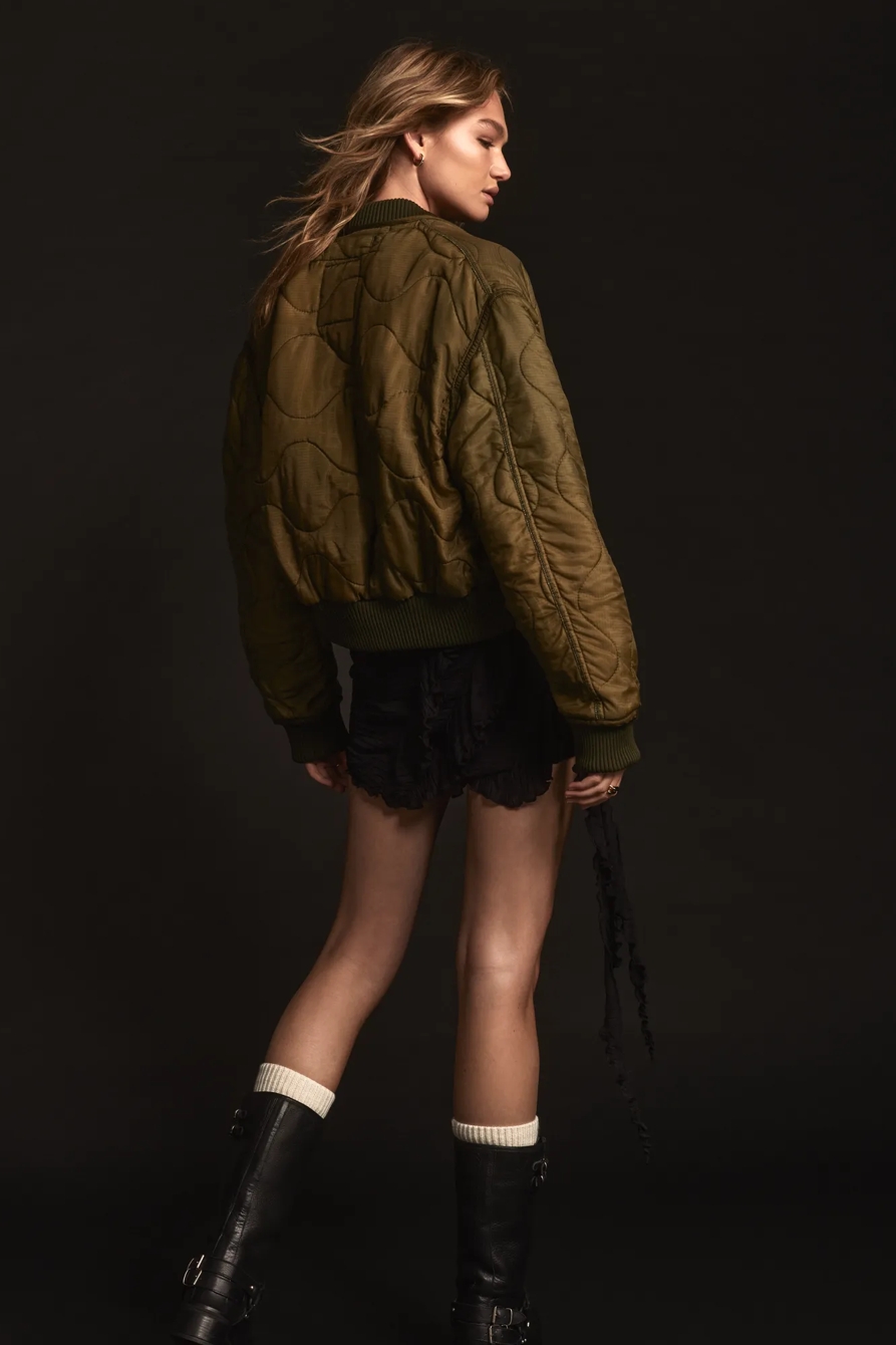 Olive Upcycled Quilted M-65 Field Bomber Jacket, image 4