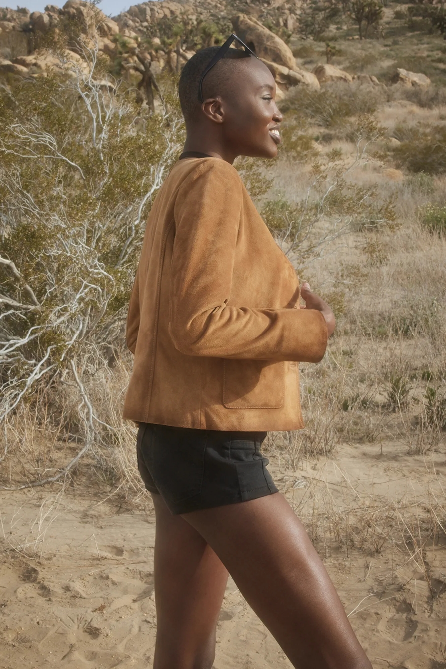 Women's Suede Shadow Lucky Blazer With Patch Pockets, image 3