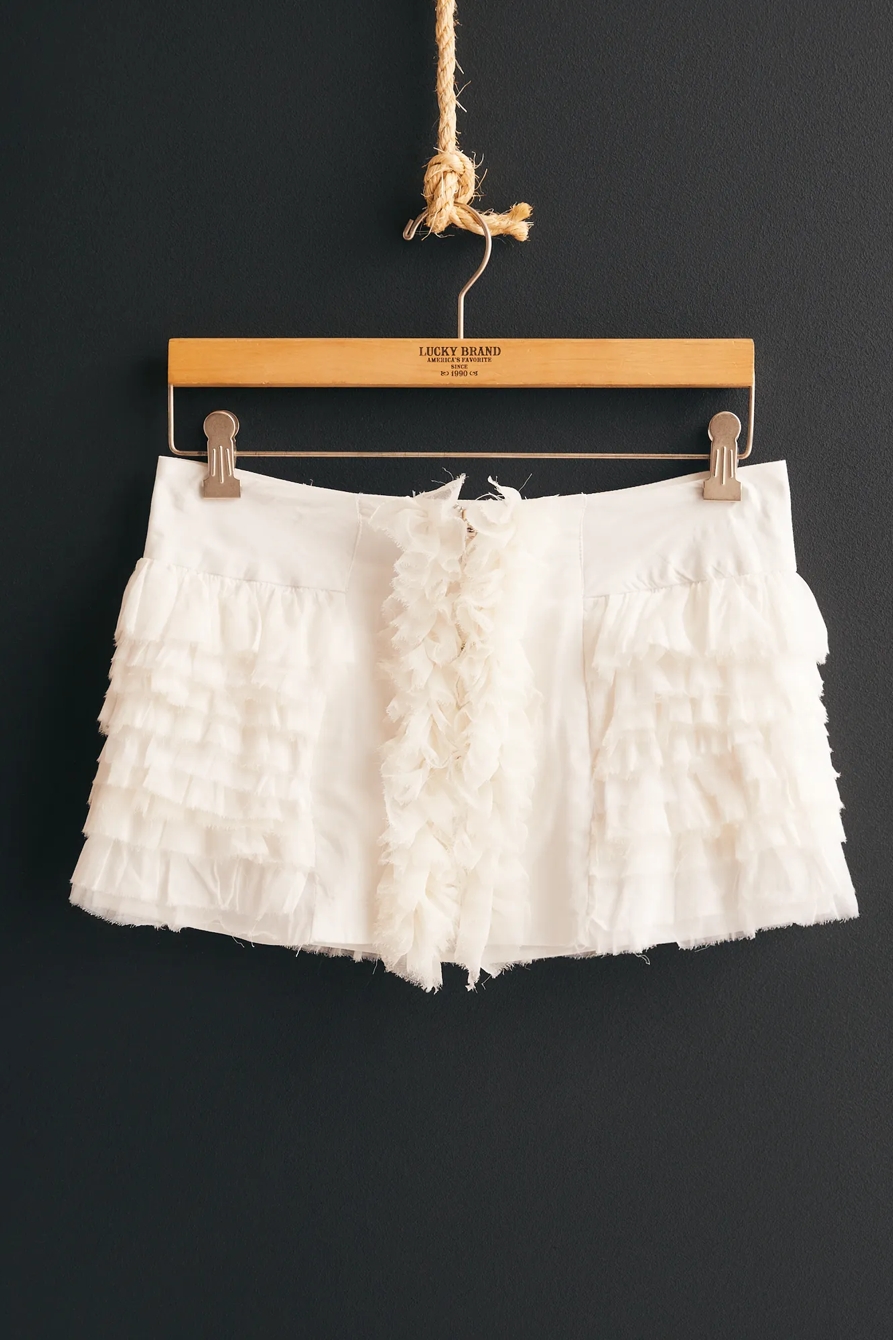 Women's Raw Edge Ruffle Layered Ruffle Micro Mini Skirt, image 3