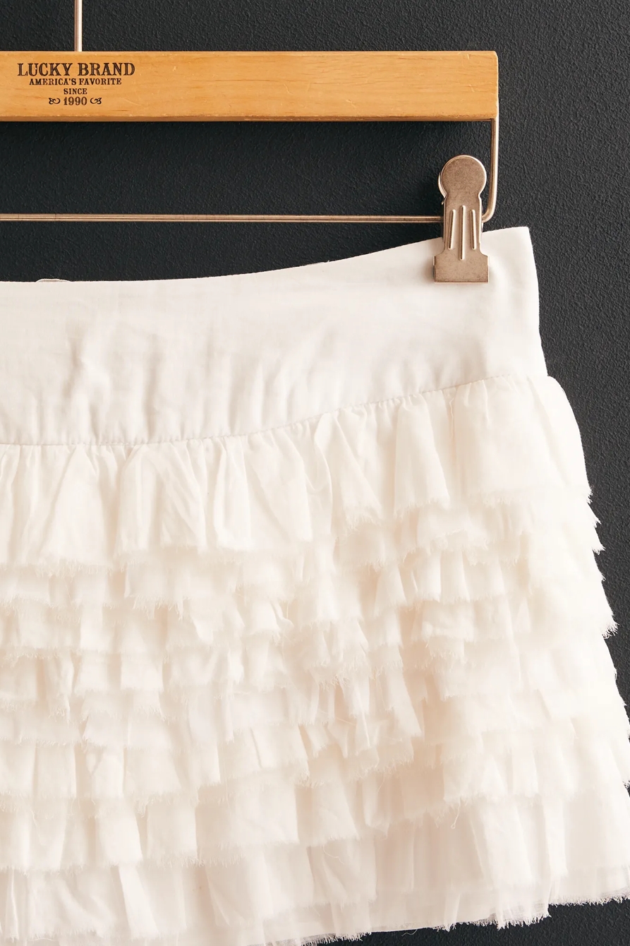 Women's Raw Edge Ruffle Layered Ruffle Micro Mini Skirt, image 4
