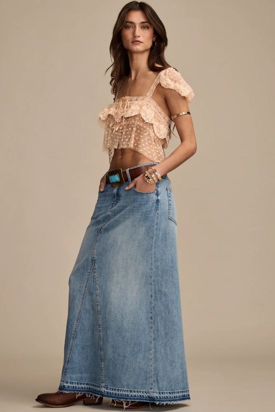 Lucky Brand Upcycled Cap Sleeve Mesh Lace Tie Front Cami, image 3