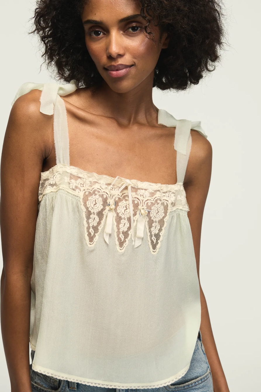 Lucky Brand Upcycled Silk Cami Top with Lace Trim, image 1
