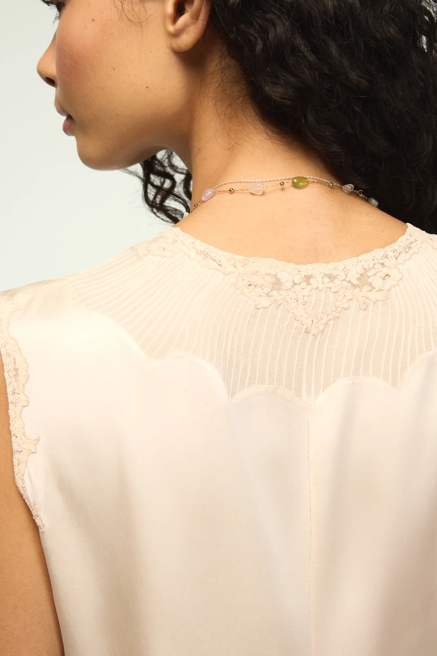 Lucky Brand Upcycled Silk Sleeveless Blouse with Lace Trim, image 4