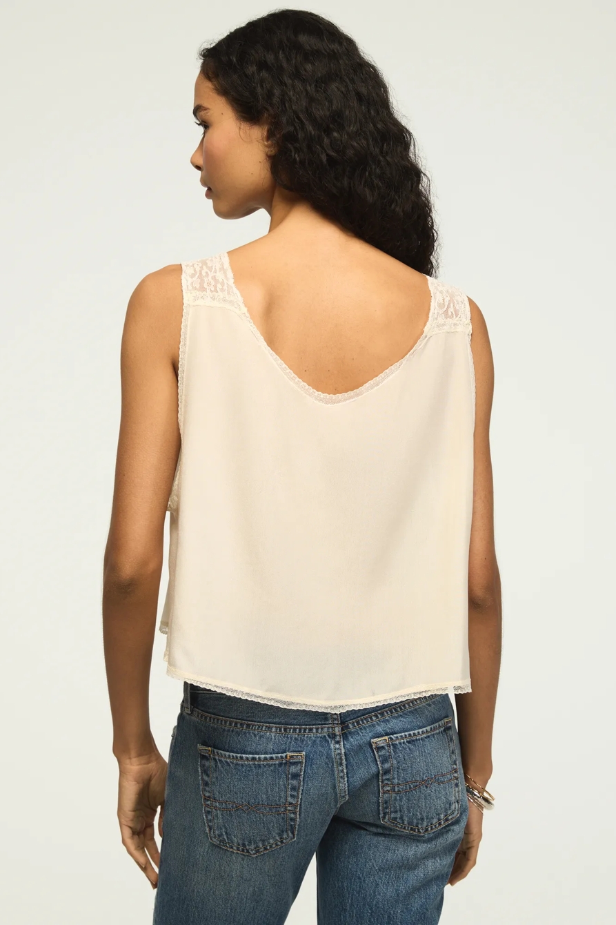 Lucky Brand Upcycled Silk Cami Top with Lace Trim, image 3
