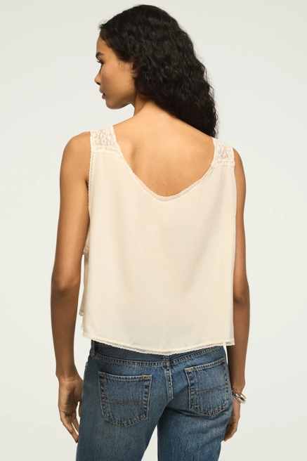 Lucky Brand Upcycled Silk Cami Top with Lace Trim, image 3