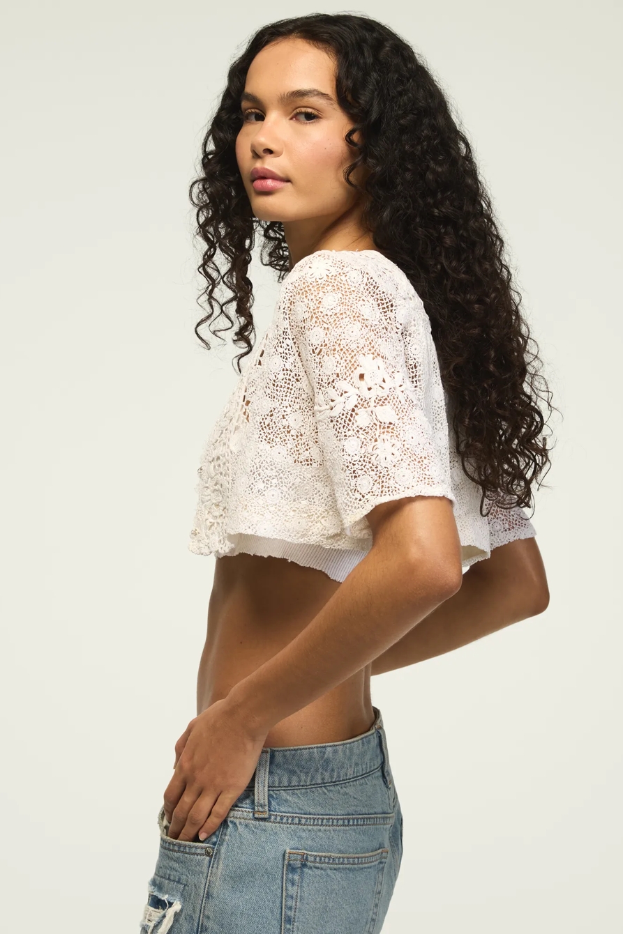 Lucky Brand Upcycled Cropped Lace Blouse, image 4
