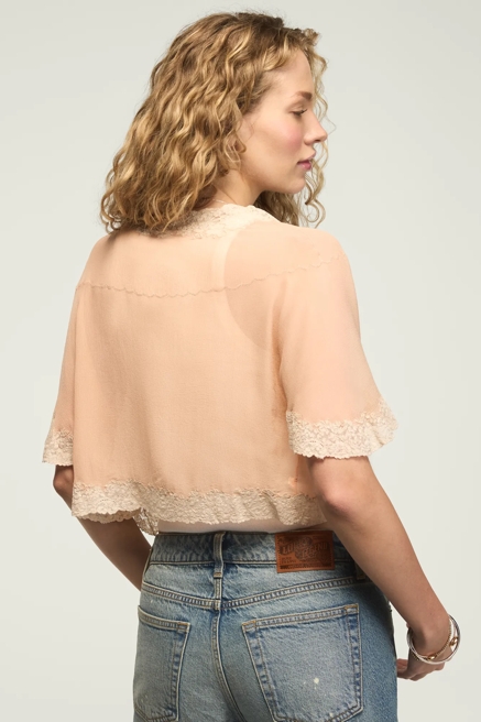 Lucky Brand Upcycled Lace Trim Bed Jacket, image 3