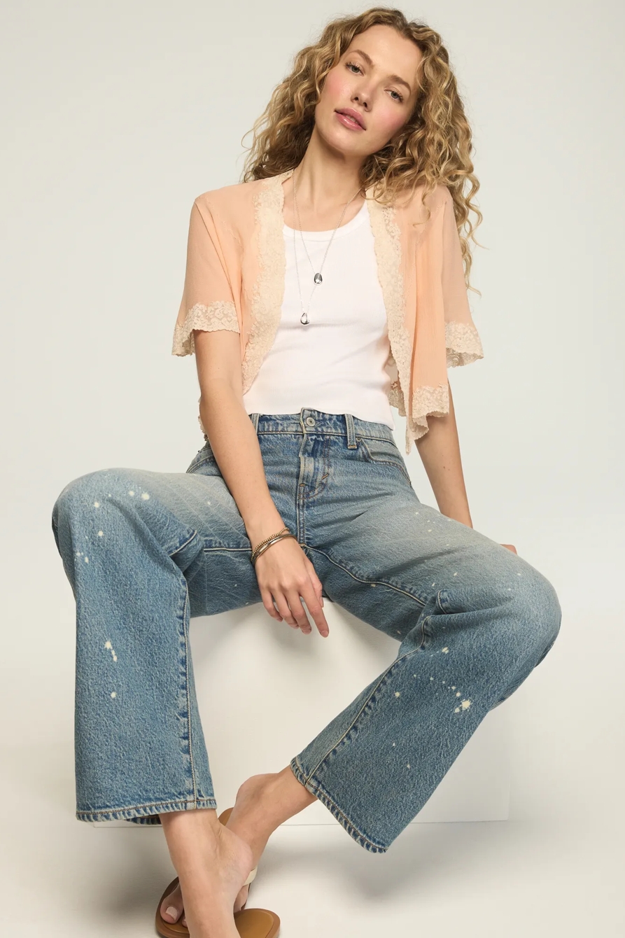 Lucky Brand Upcycled Lace Trim Bed Jacket, image 5