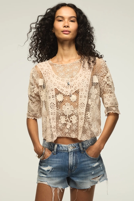 Lucky Brand Upcycled Lace Bed Jacket, image 1