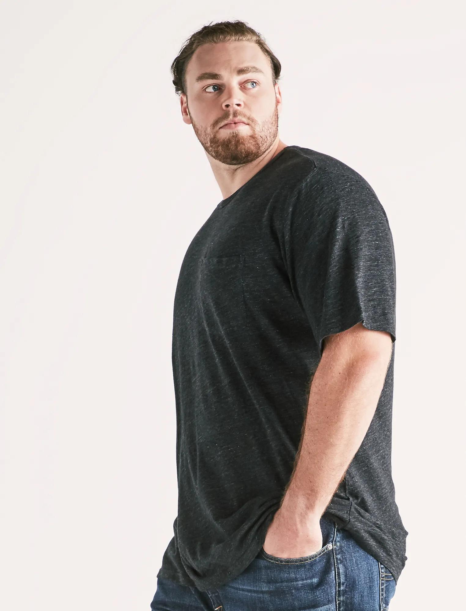 Big and Tall Linen Pocket Crew Tee, image 2