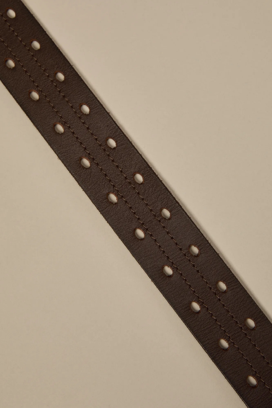 DOUBLE PREFORATED LEATHER BELT, image 2