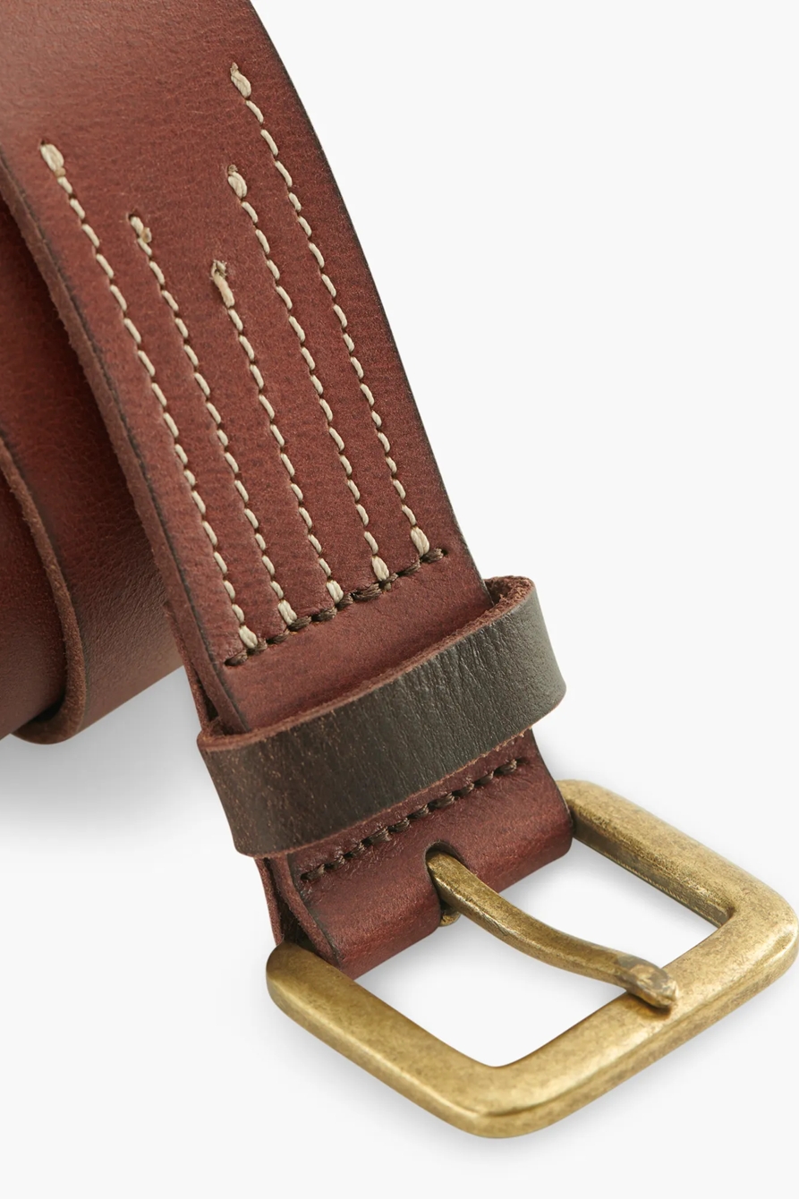 STITCH DETAIL LEATHER BELT, image 3