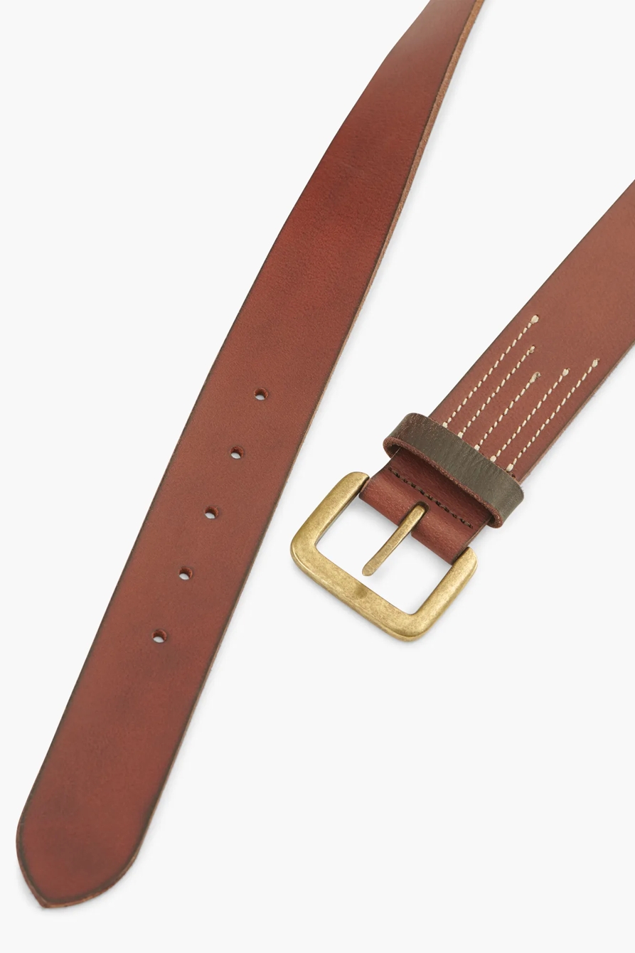 STITCH DETAIL LEATHER BELT, image 4