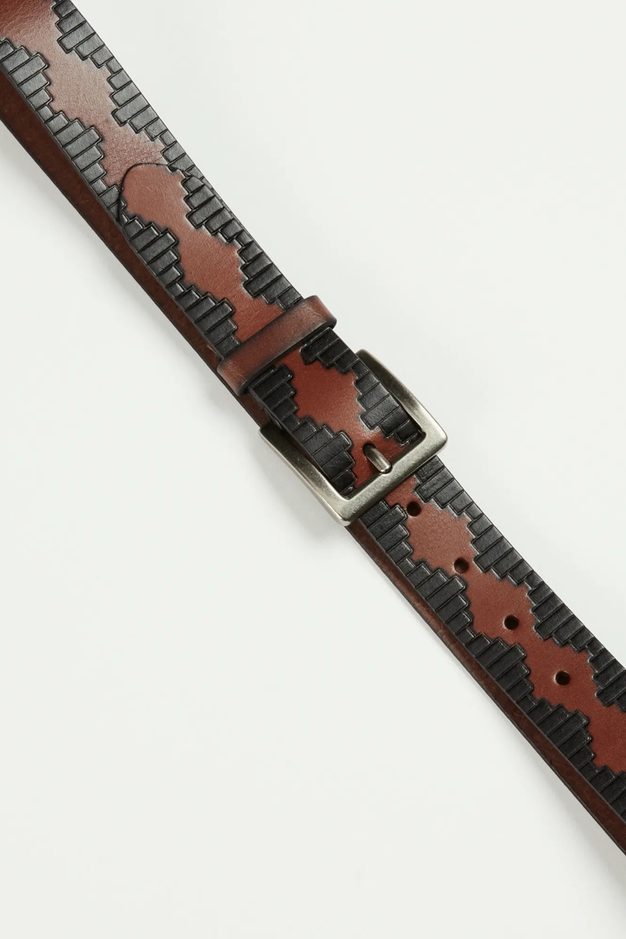 EMBOSSED GEO PRINT LEATHER BELT, image 2