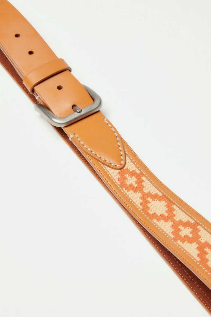 WOVEN GEO PRINT LEATHER BELT, image 2