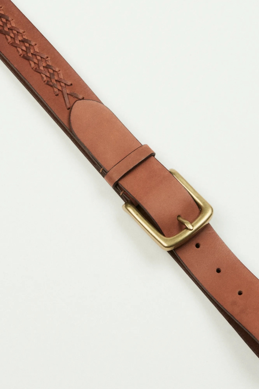 MEN'S BRAIDED DETAIL LEATHER BELT, image 2