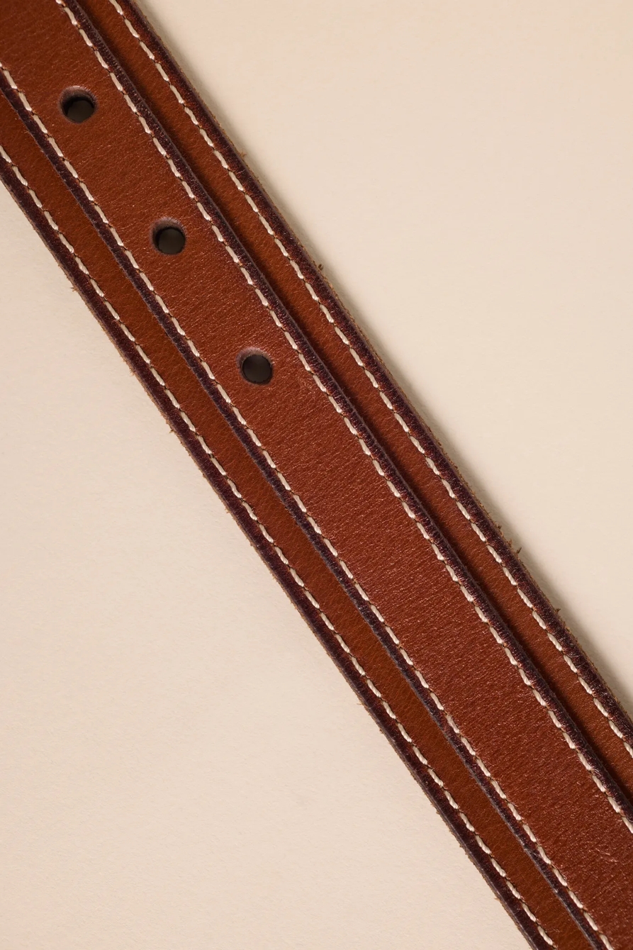 STRIPED STITCH LEATHER BELT, image 2