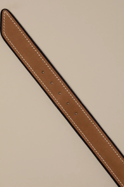 MEN'S LEATHER AND DENIM DETAIL BELT, image 2