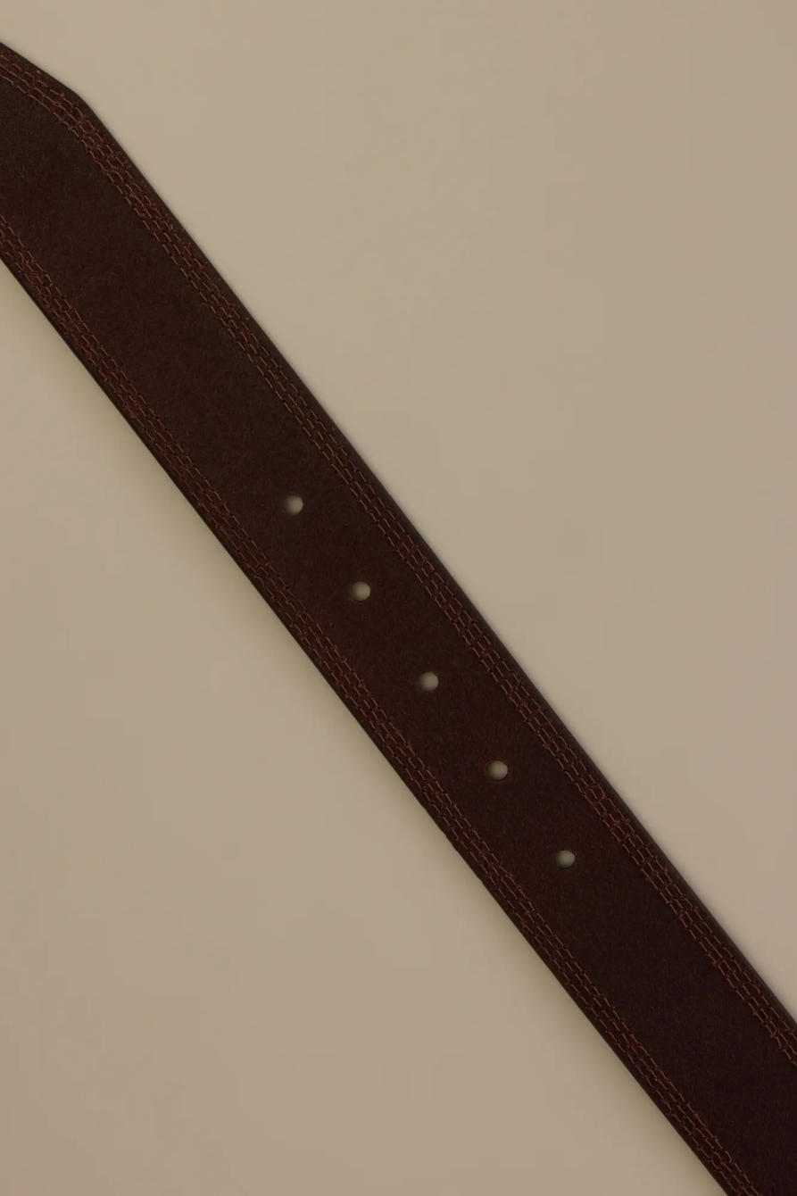 Triple Needle Stitch Leather Belt, image 2