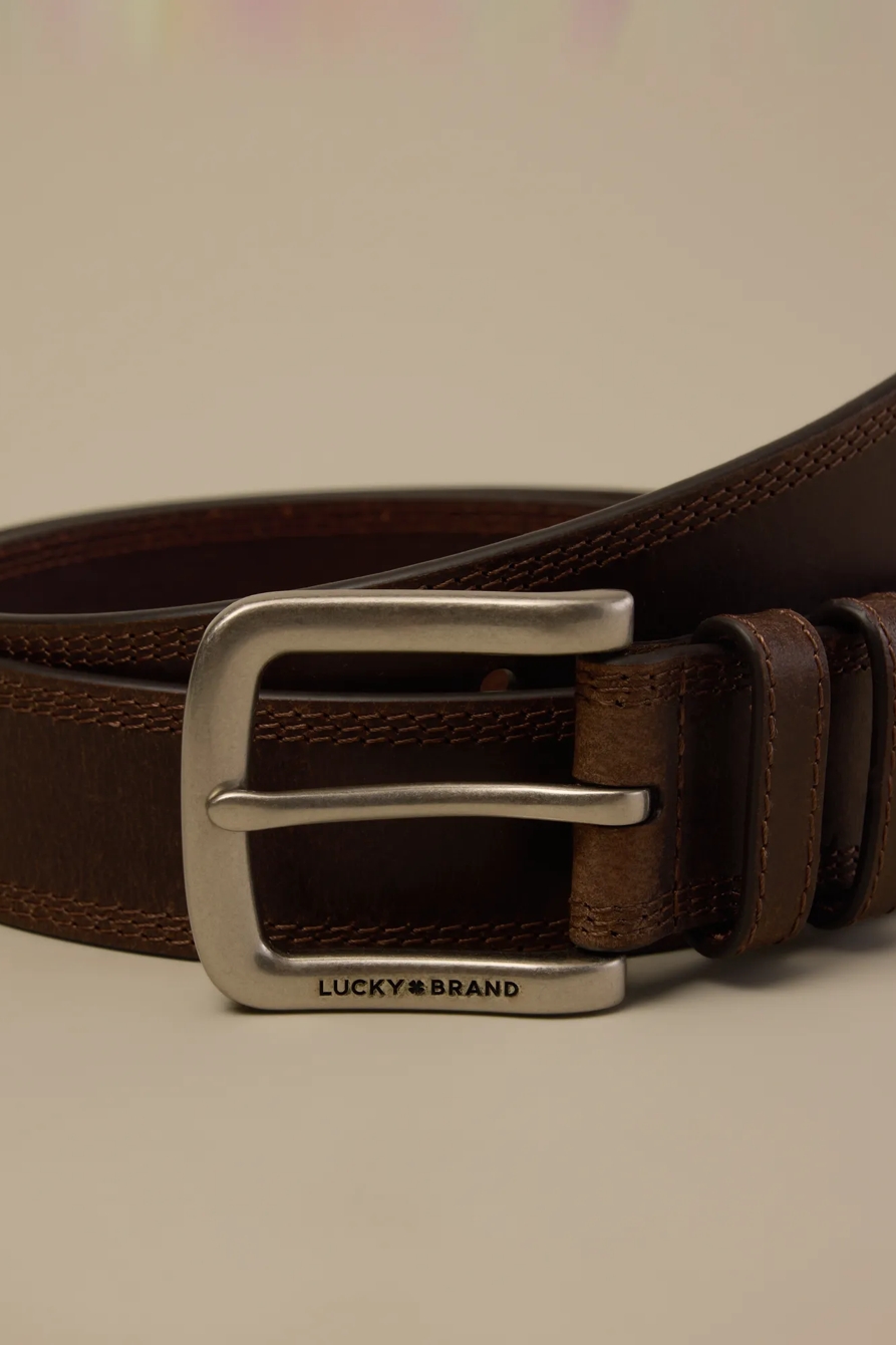 Triple Needle Stitch Leather Belt, image 3