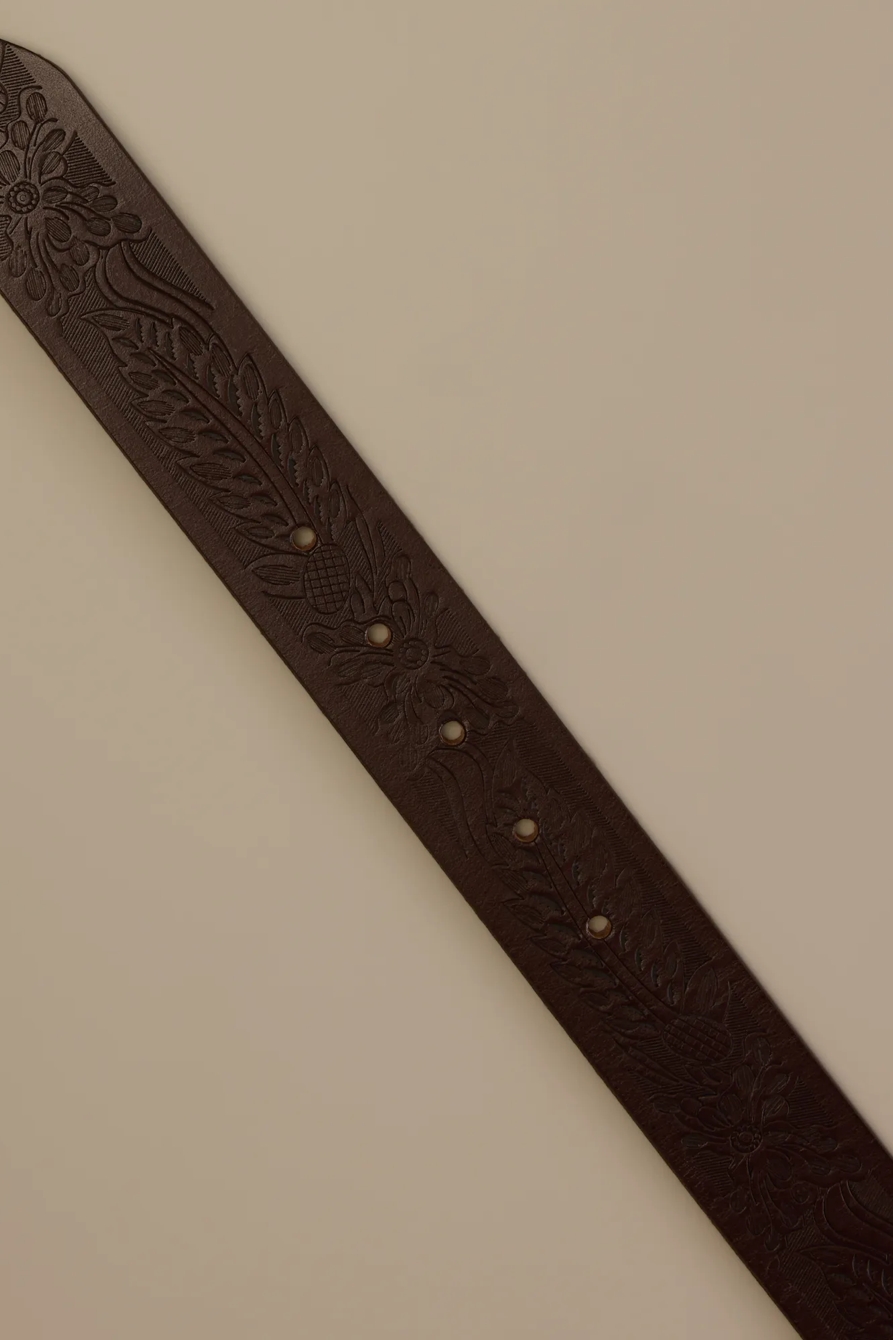 Foliage Embossed Leather Belt, image 2