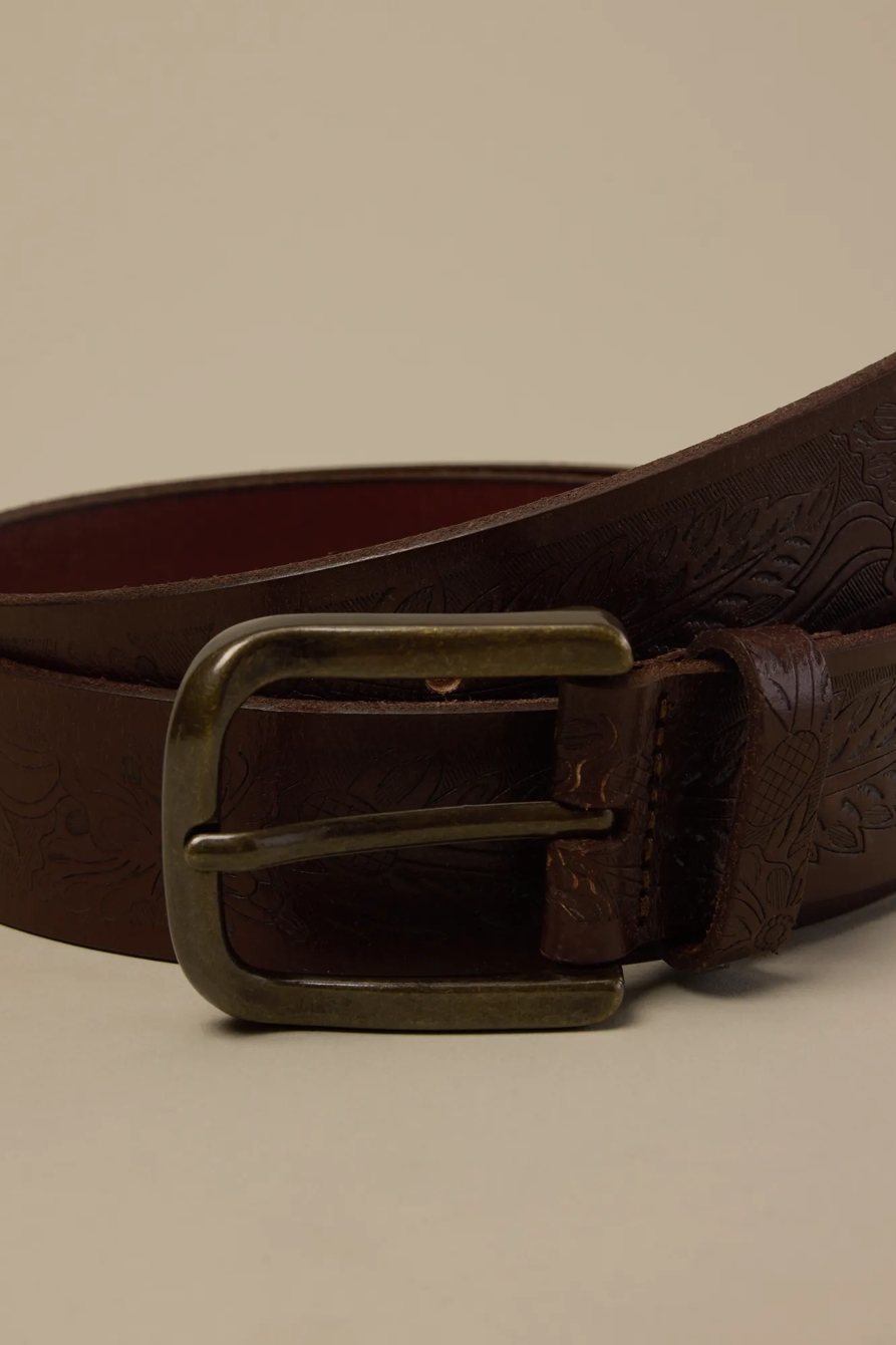 Foliage Embossed Leather Belt, image 3