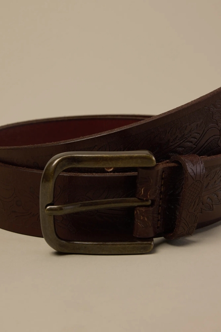 Foliage Embossed Leather Belt, image 3