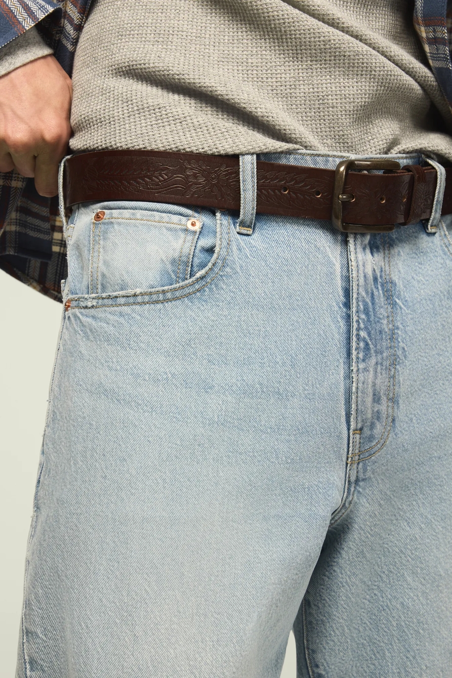 Foliage Embossed Leather Belt, image 4