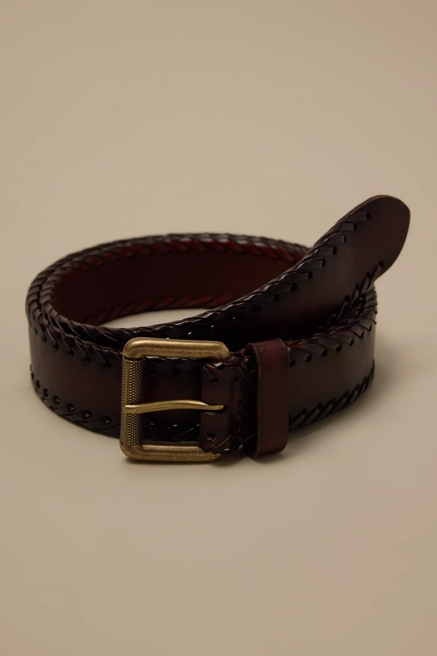 STITCHED LEATHER BELT, image 1