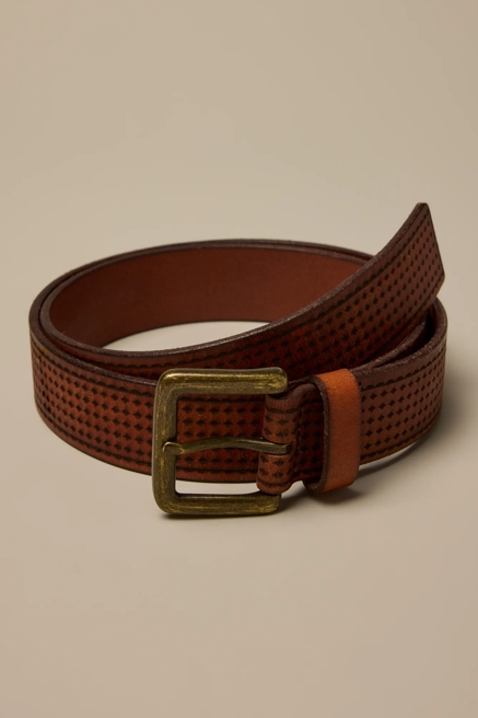 DIAMOND DEBOSSED LEATHER BELT, image 1