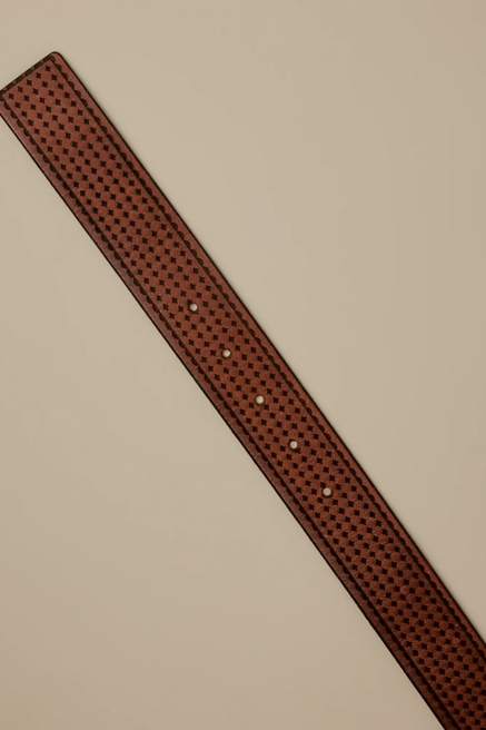 DIAMOND DEBOSSED LEATHER BELT, image 2